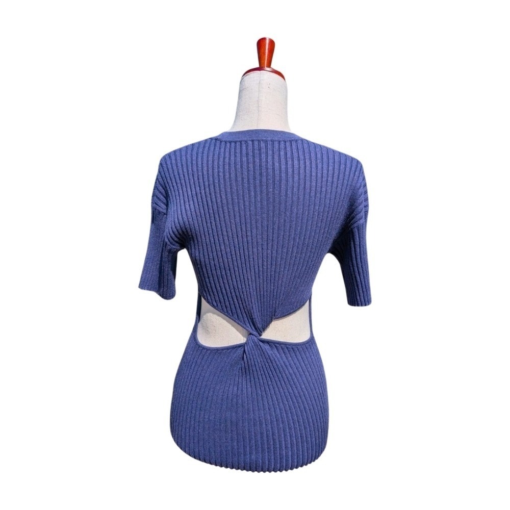 NAADAM Twist Back Ribbed ECOVERO Blend Top Navy Size Medium‎